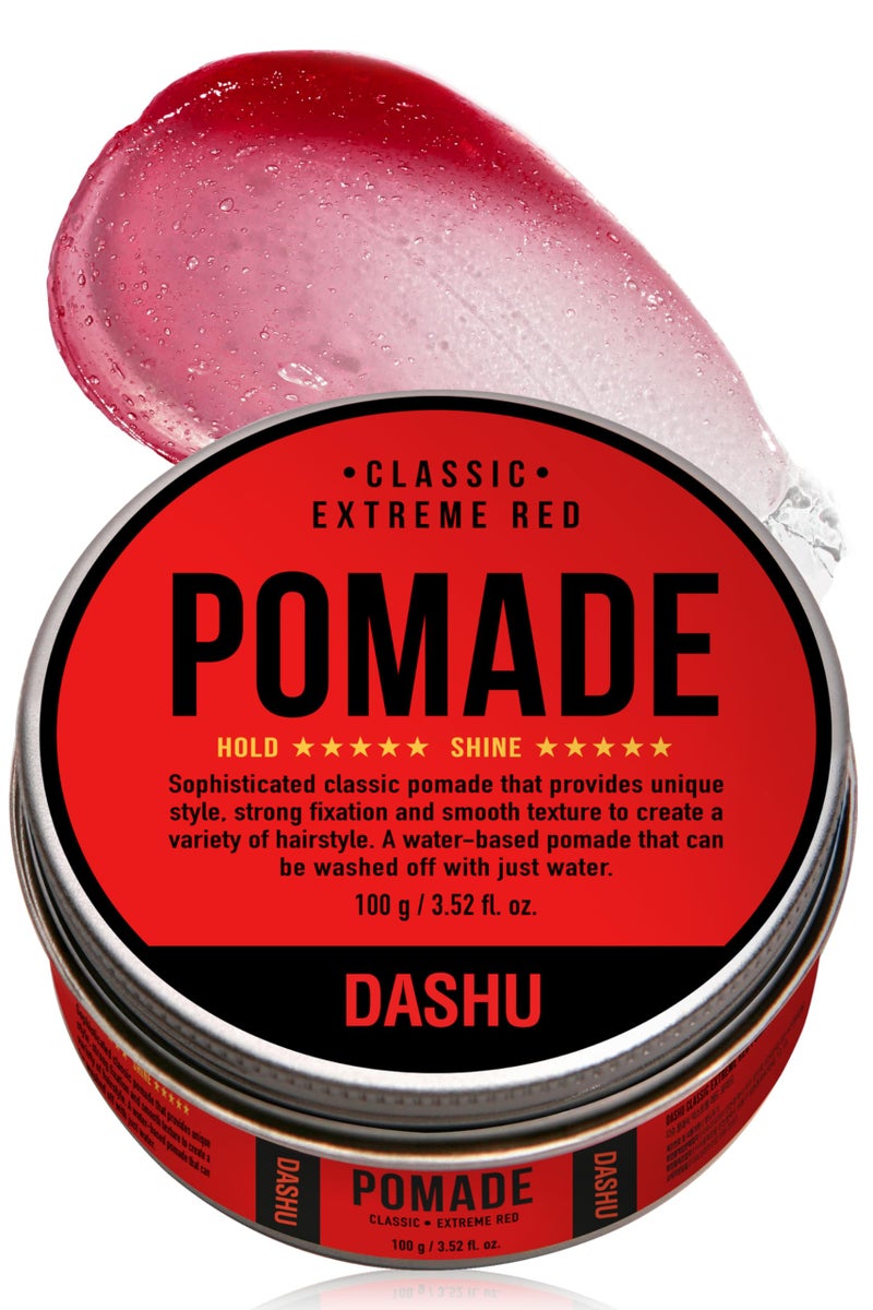 DASHU Classic Extreme Red Water Based Pomade for Men Strong Hold | Edge Control High Hold High Shine Pomade Men for All Hair Types 3.52 fl oz - Image 1
